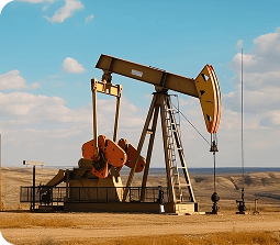 Oil workers operating sunset refinery equipment